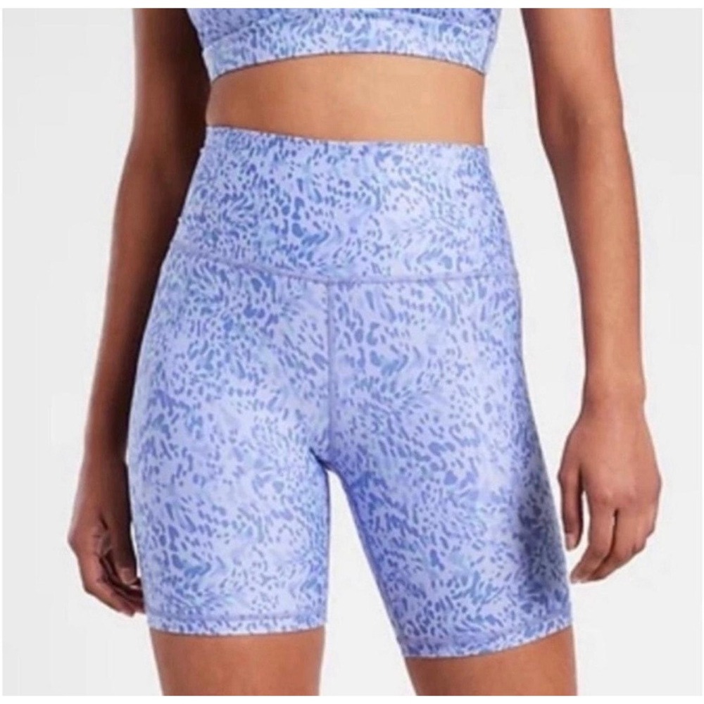 Athleta Elation Printed 7 Inch Shorts Purple Leopard Animal Print 1X Plus Size